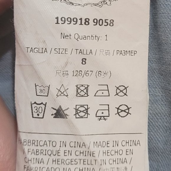 Monnalisa Denim Smock Dress w/ Heart detail and Bow Belt - Picture 8 of 9